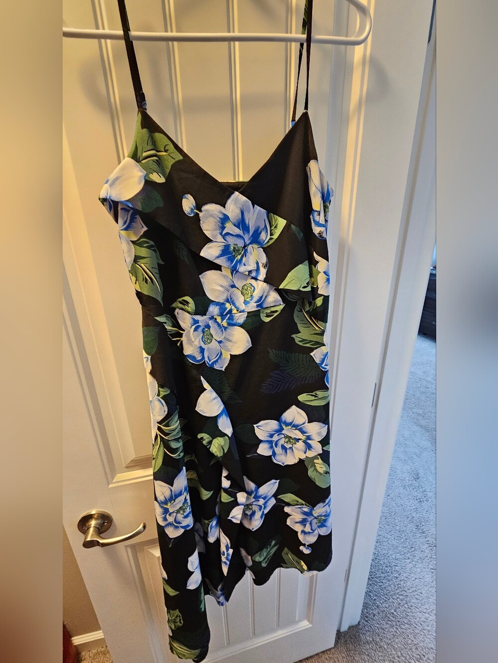 Banana Republic Black Dress with Blue and Green Floral Trim